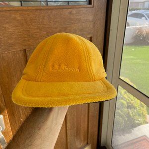 LL Bean Fleece Polartec Cap Hat Ear Flap Made in USA Mens Size S/M Yellow